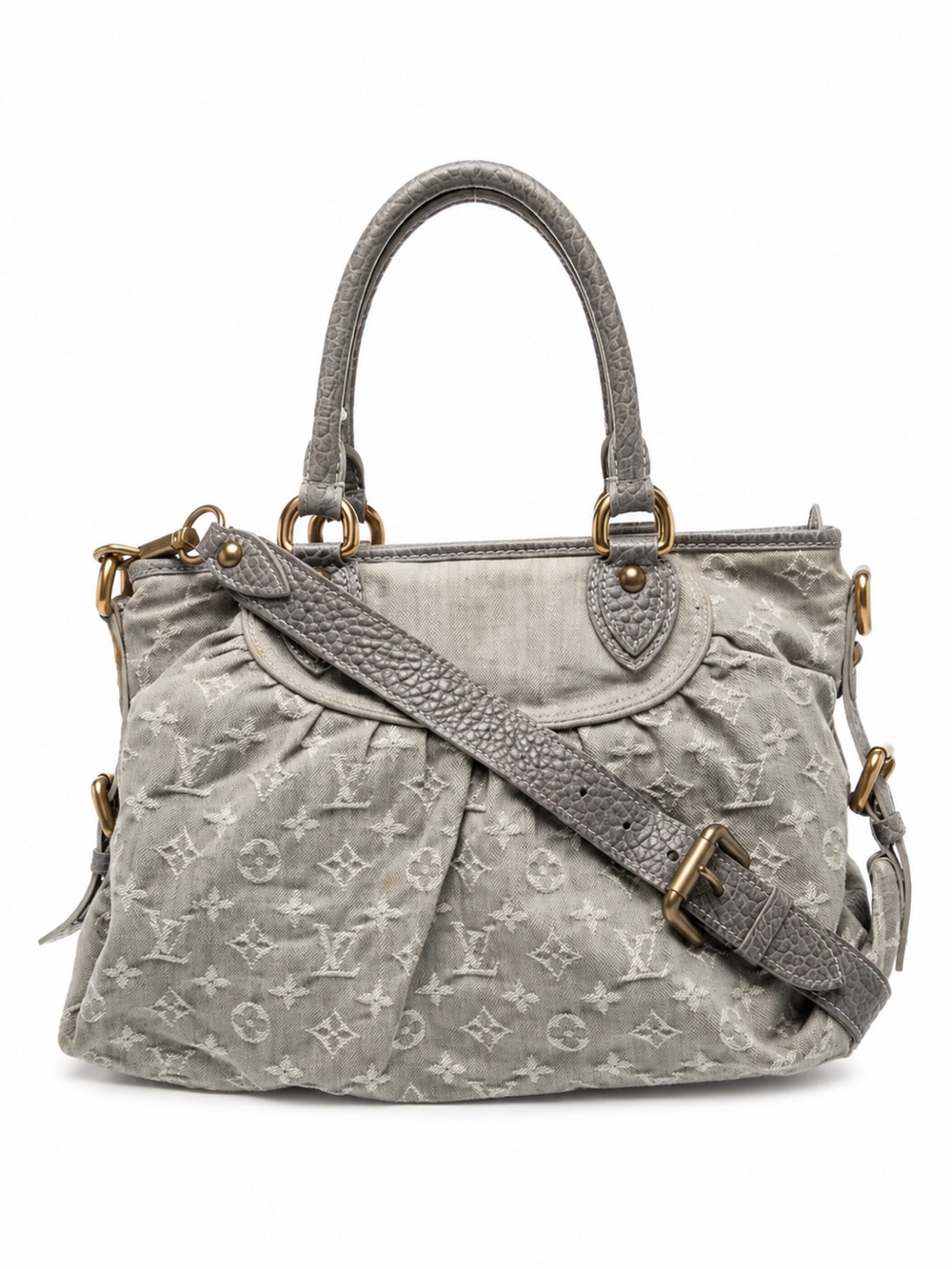 💯 Authentic Louis Vuitton Neo Cabby MM Grey Monogram Denim Bag M95837